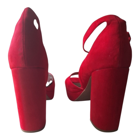 🎁Sun + Stone Red Platform Heels with Block Heel Size 9M - Picture 6 of 7